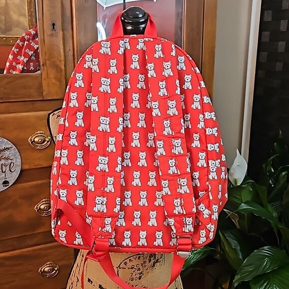 Marc Tetro Red Westie Graphic Mini Backpack Front Zip Pocket main image 12